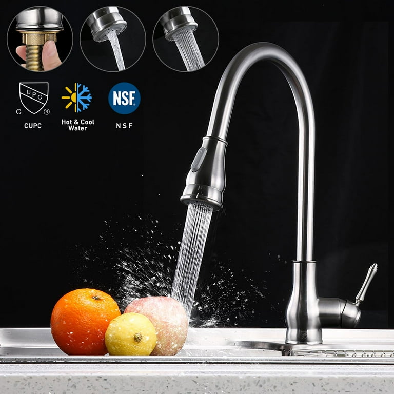 Aquaterior Single Handle Kitchen Faucet 360° Swivel Pull-down Sprayer w/ Soap Dispenser Brushed Nickel / Oil Rubbed Bronze Home (CUPC NSF) Aquaterior Single Handle Kitchen Faucet 360° Swivel Pull-down Sprayer w/ Soap Dispenser Brushed Nickel / Oil Rubbed Bronze Home (CUPC NSF)