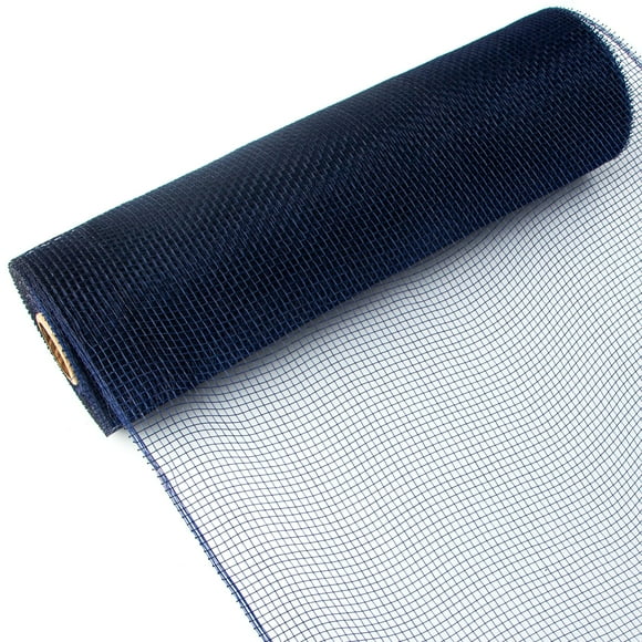Cinta decorativa Ribbli de malla azul marino oscuro de 25 cm x 9 m