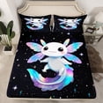 thumbnail image 2 of Homewish Colorful Kawaii Axolotl Queen Sheet Sets,Fairy Tale Theme Flat Sheet,Galaxy Starry Night Queen Fitted Sheet For Children,Breathable Home Decor,4-Piece, 2 of 7