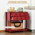 thumbnail image 3 of HOMCOM Coffee Bar Cabinet, Sideboard Buffet Cabinet, Kitchen Cabinet with 4 Drawers and Slatted Bottom Shelf for Kitchen, Living Room, Red, 3 of 9