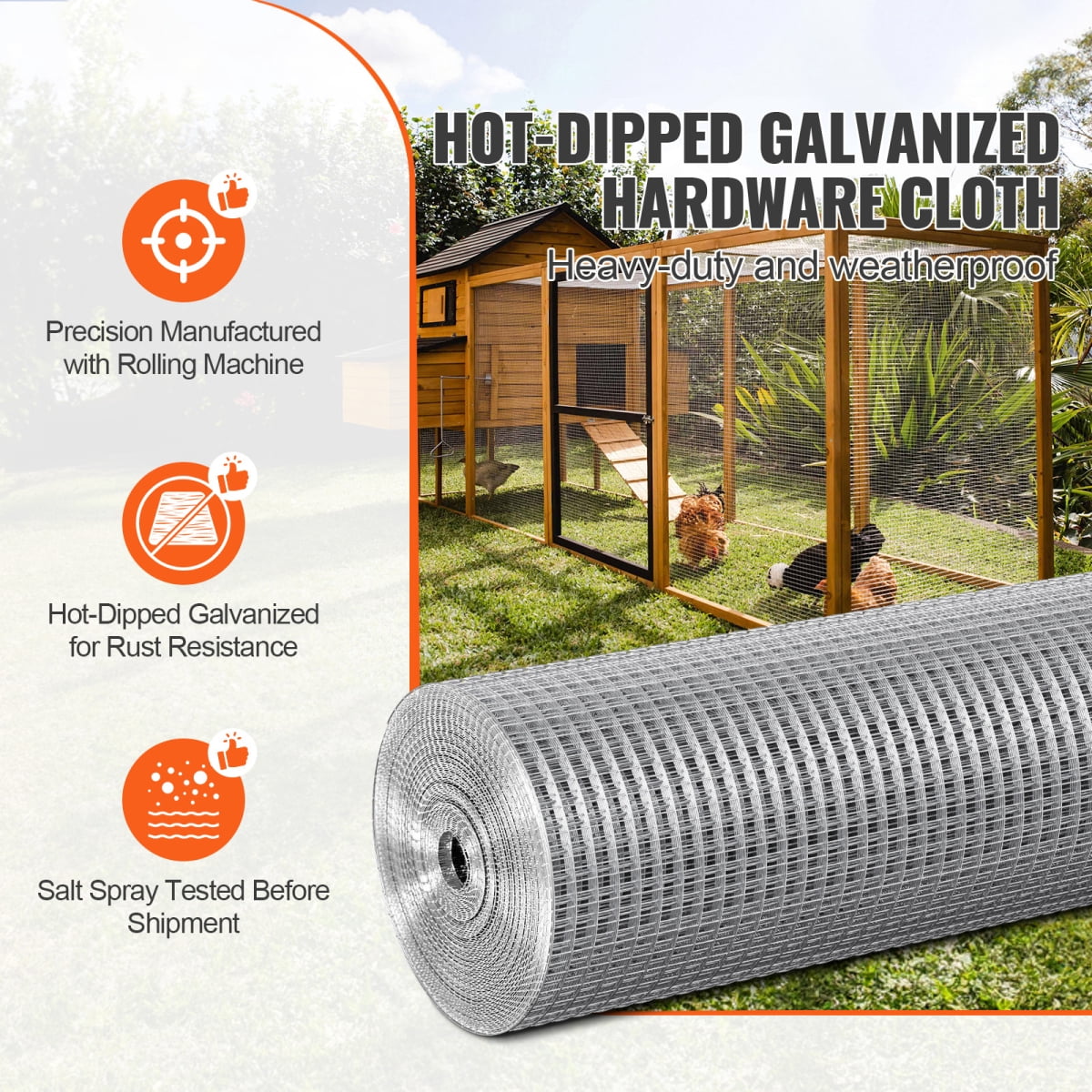 ZHICHUN 1/2 Inch 19 Gauge Hot Dipped Galvanized Hardware Cloth 36in x 50ft Steel Wire Mesh Roll for Rabbit Cages Garden & Small Rodent Protection