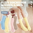 thumbnail image 2 of ANTSANG Fuzzy Socks for Women Men Slipper Fluffy Cozy Warm Winter Thick Plush Crew Socks 5 Pairs(Plain I,M), 2 of 6