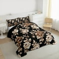 thumbnail image 3 of Feelyou Black Orange Flower Queen Comforter Set, Retro French Floral Bedding Sets, Countryside Theme Reversible Bedding Comforter Set, Super Cozy Room Decor, 3-Piece, 3 of 8
