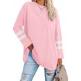 thumbnail image 1 of LUXUR T-shirt pour Femmes à Blocs de Couleur T-shirt à Manches Longues Tee Décontracté Hauts Col Rond Chandail Rose m, 1 of 3