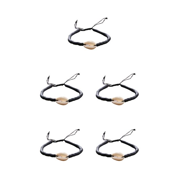 Juego de pulseras trenzadas de concha sweethay para vestido diario Negro 5Conjunto