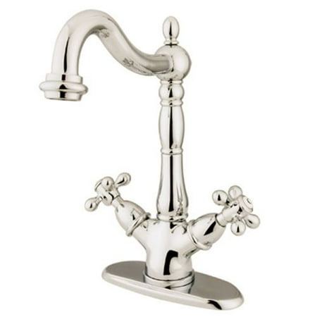 Kingston Brass KS149. AX Heritage Vessel Faucet with Deck Plate and AX Metal Cros