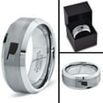 thumbnail image 4 of Tungsten Oklahoma Sooner State Band Ring 8mm Men Women Comfort Fit Gray Step Bevel Edge Brushed Polished, 4 of 4