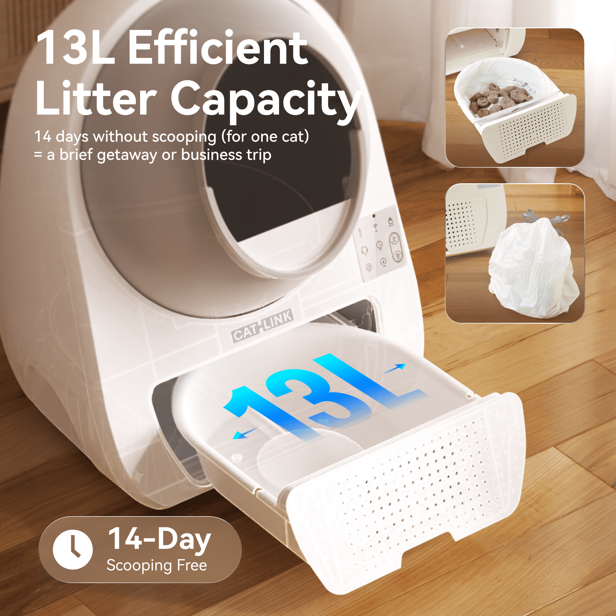 CATLINK Luxury Pro, Automatic Self Cleaning Cat Litter Box with APP, Odor Control, Health Monitoring