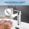 thumbnail image 3 of Wowow Waterfall Bathroom Faucet, Single Handle Vanity Faucet with Metal Pop Up Drain, Polished Chrome, 3 of 8