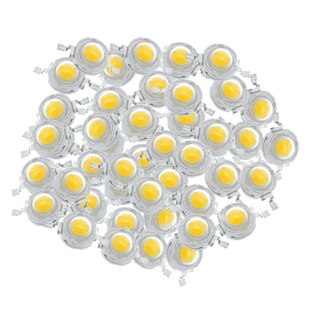 Chip de potencia, accesorios Chips de diodo emisor de lámpara SMD COB accesorios de iluminación DIY brillo para 50x 1W Blanco Cálido shamjiam Chip de luz de alta potencia