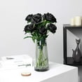 thumbnail image 4 of Morttic 10PCS Artificial Roses Flower Silk Rose with Stem Realistic Artificial Long Stem Black Rose Valentine's Day Fake Roses Bouquet for Wedding Home Decoration, 4 of 7