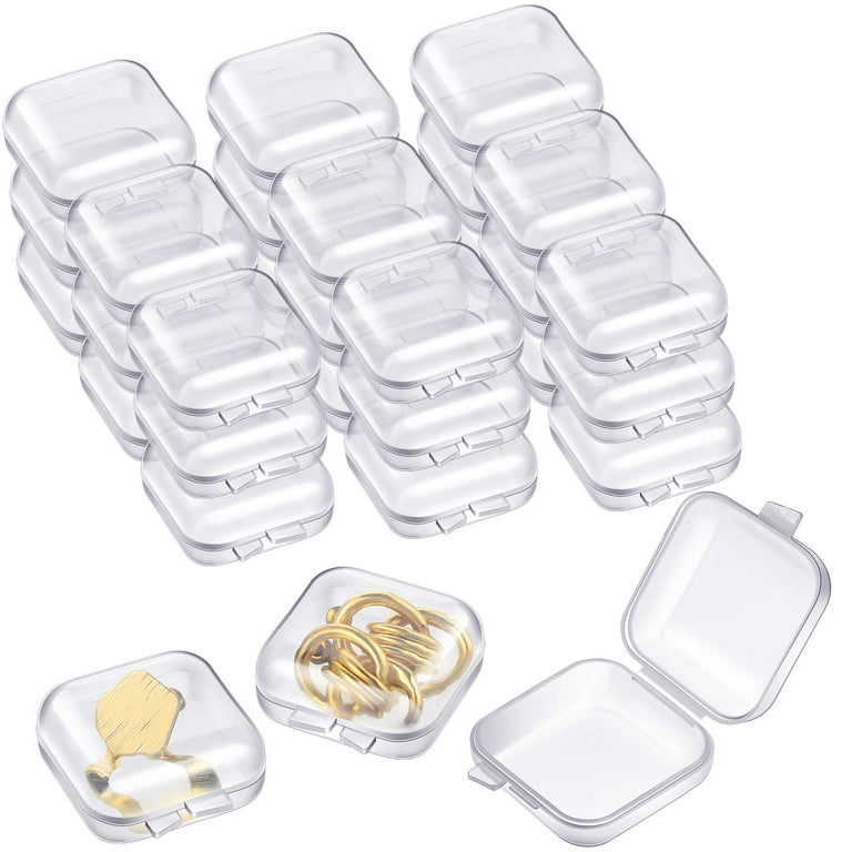 100-Pack Mini Clear Jewelry Box Organizers with Hinged Lid - Small