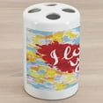 thumbnail image 1 of I Love You Ceramic Toothbrush Holder, Brushstroke Style Valentines Celebration Message My Other Half Celebration Image, Decorative Versatile Countertop for Bathroom, 4.5" X 2.7", Multicolor, 1 of 4