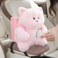 thumbnail image 4 of AuroraX 1.1L Car Armrest Trash Can with Tissue Box Holder Waterproof Pink Cute Plush Bear Garbage Container Basket Modern Garbage Bin for Compact Spaces, 4 of 6
