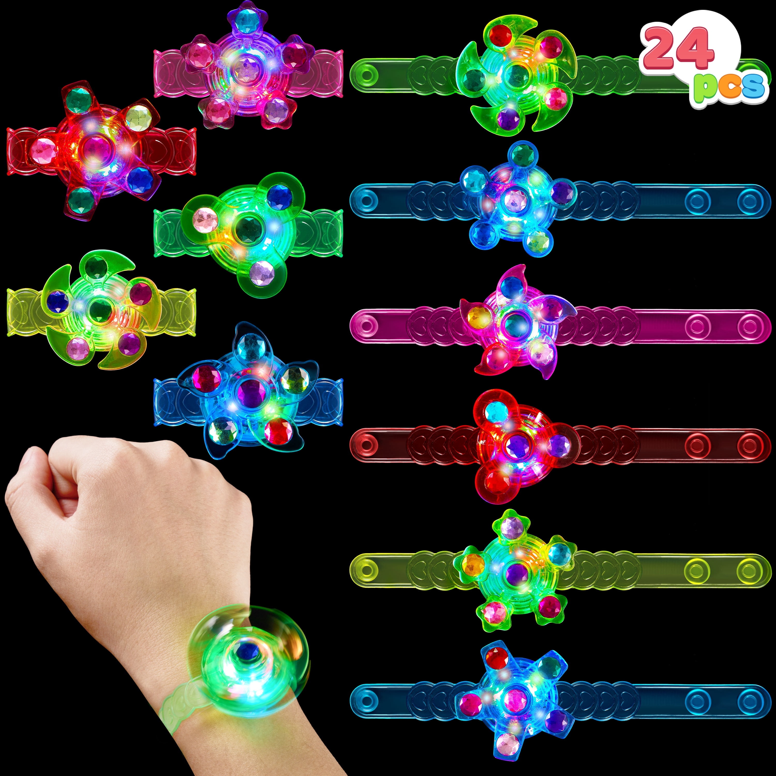 Joyfy 24 Pack LED Glow Spinning Bracelets photo 1