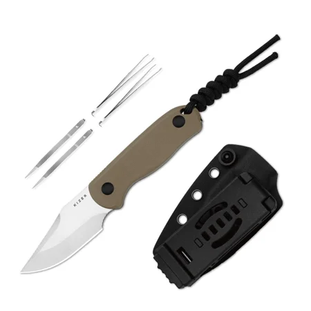 Kizer Drop Bear Fix Clip Point Fixed Knife AEB-L Blade G10 Handle With Sheath 1092A2