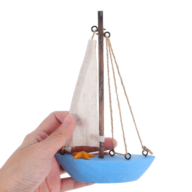 Lot De 3 Voiliers Miniatures En Bois – Décoration Nautique Vintage – 12,5 X 11,5 Cm, Blanc