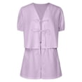 thumbnail image 6 of ibiyuan Travel Sets For Women 2 Piece Women's Fashion Striped Shorts Set Casual Summer Outfit with Elastic and Drawstring Waist Stylish Comfortable Two Piece, 6 of 6
