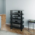 thumbnail image 2 of CorLiving Laguna Satin Black Glass Component Stand, 2 of 7