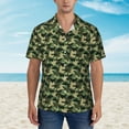 thumbnail image 4 of Fotbe Camouflage Dinosaur Hawaiian Shirt for Men Unisex Summer Beach Casual Short Sleeve Cotton Linen Button Down Shirts-Large, 4 of 9