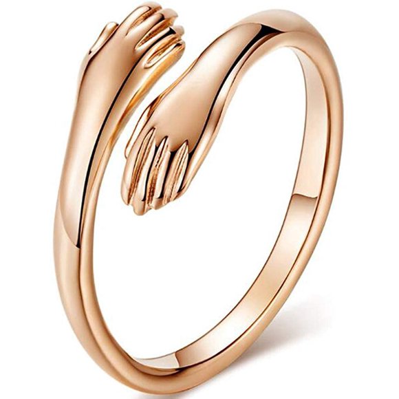 Stainless Steel Hand Style Hug Embrace Statement Promise Anniversary Ring