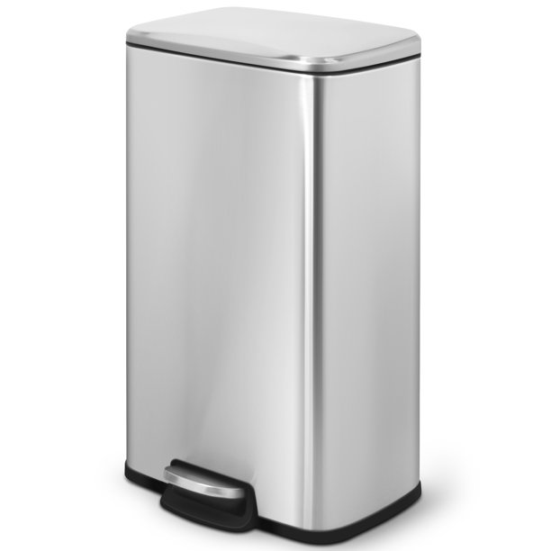 Innovaze 8 Gal./30 Liter Rectangular Stainless Steel stepon Trash Can