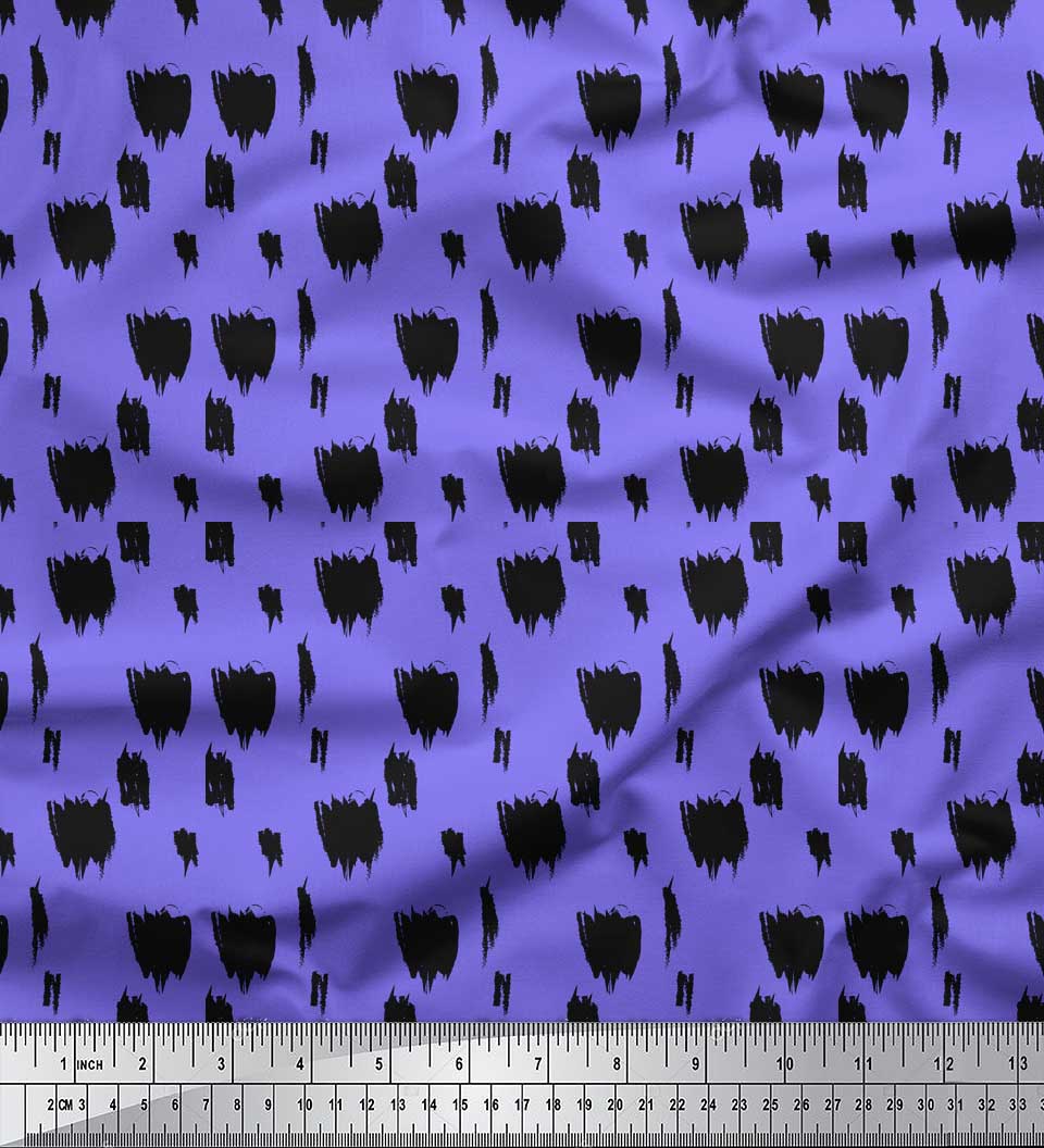 Soimoi Purple Heavy Satin Fabric Brush Stroke Abstract Print Fabric by Yard 54 Inch Wide