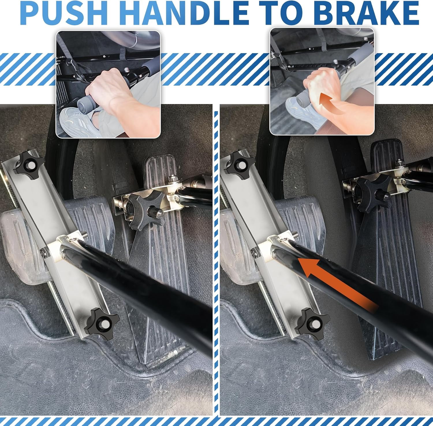 OceanicEcho Upgraded Car Hand Controls for Disabled Drivers, All-Black Handicap Driving Aid, Adjustable Length, Portable, No Tool Install