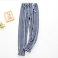 thumbnail image 2 of Annhoo Pregnant Pajama Pants Fall Winter Warm Velet Elastic Waist Homewear Trousers Soft Fleece Lounge Pant for Women, 2 of 8