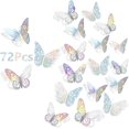 thumbnail image 1 of SZTXJ 3D Butterfly Wall Decor, 72 Pieces 3 Sizes 3 Styles, Removable Stickers Wall Decor Bedroom Mural for Party Cake Decoration Metallic Fridge Stick, 1 of 4