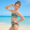 thumbnail image 4 of Bosanter Girls Swimsuit 2 Piece Tankini Bathing Suit Set Striped Solid Swimsuit Set Girl Summer Bathing Suit, AG 13-14Y, 4 of 6