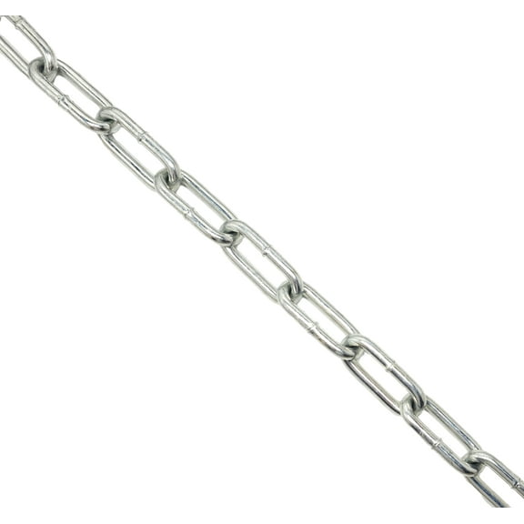 2/0"x10' Zinc Plated Straight Link Coil Chain, 0.19" Thickness Weld Steel Chain, Long Link Chain, Zinc Plated,520 lbs Safe Work Load