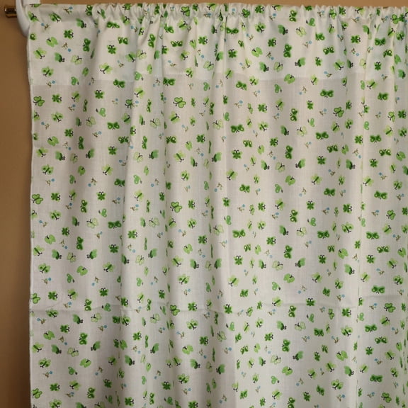 Cotton Curtain Floral Print 58 Inch Wide Butterfly Green