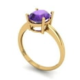 thumbnail image 2 of 2 ctw Solitaire Anniversary Ring for Women | Oval Cut Natural Amethyst | Hyperallergenic Solid 18K Yellow Gold, 2 of 5