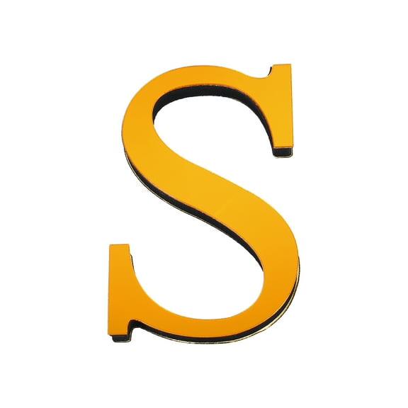Uxcell 3.94 Inch 3D Acrylic Alphabet Mirror Wall Stickers Letter S Self Adhesive Letter Sign for Home Decoration Deep Gold