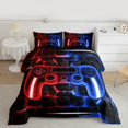 thumbnail image 3 of Feelyou Gaming Controller Kid Queen Comforter Set, Futuristic Game Consloe Bedding Sets, Honeycomb Abstract Blue Reversible Bedding Comforter Set, Lightweight Room Decor, 3 Pieces, 3 of 9
