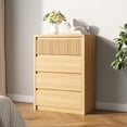 thumbnail image 3 of ASTUVIA 4 Drawers Dresser for Bedroom, 40" Tall Chest of Drawers with Curved Profile Design, Mid Century Fluted Storage Dressers Organizer,Natural, 3 of 9