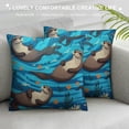 thumbnail image 3 of Nawypu  Dark Blue Cute Sea Otters Pillow Covers Fall Pillow Cover Cushion Case for Bed Couch Sofa Holiday Farmhouse Decorative, Rectangle,, 3 of 5