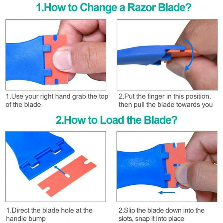 4 Pcs Plastic Razor Blade Scraper and 100 Pcs Blades, Remove Label
