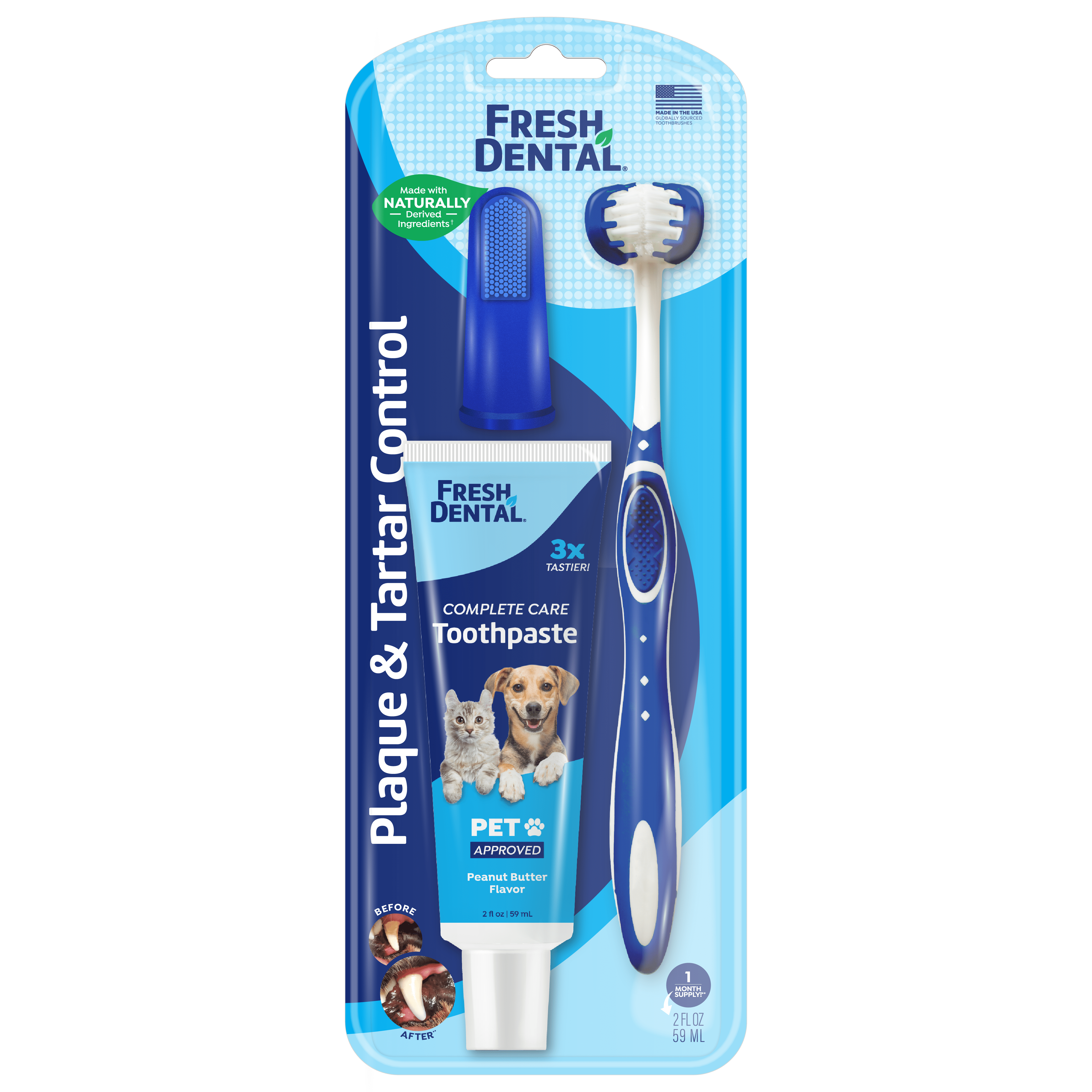 (3 pack) Naturel Promise Fresh Dental Tooth Brushing Kit for Dogs & Cats, 2 oz Gel and Toothbrush