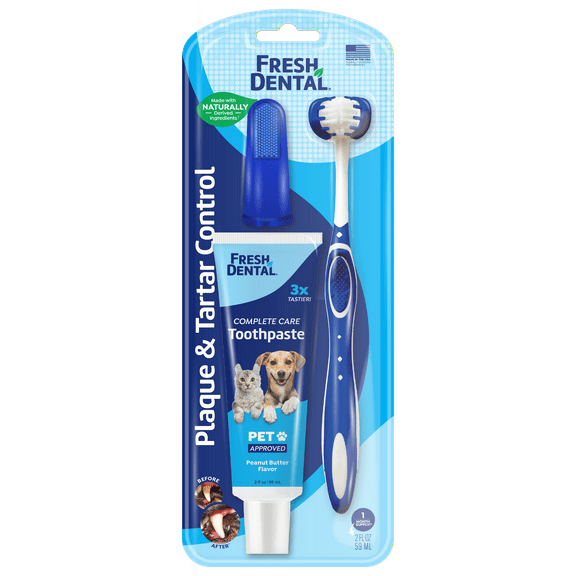 Naturel Promise Fresh Dental Tooth Brushing Kit for Dogs & Cats, 2 oz Gel and Toothbrush