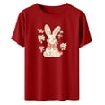 thumbnail image 5 of ClodeEU Women's Cute Rabbit Print Short Sleeve Crewneck T-Shirt ,Casual Summer Tee Red,Womens Plus S, 5 of 6