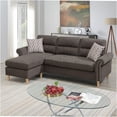 thumbnail image 2 of JERFIT Modern Reversible Chaise Sectional Sofa with Pillows, Plush Velvet Fabric Upholstery, Nailhead Trim, for Living Room, Tan, 2 of 10