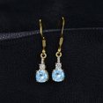 thumbnail image 3 of Jewelrypalace 1.5ct Cushion-Cut Genuine Sky Blue Topaz Drop Earrings 925 Sterling Silver Gold Plated, 3 of 6