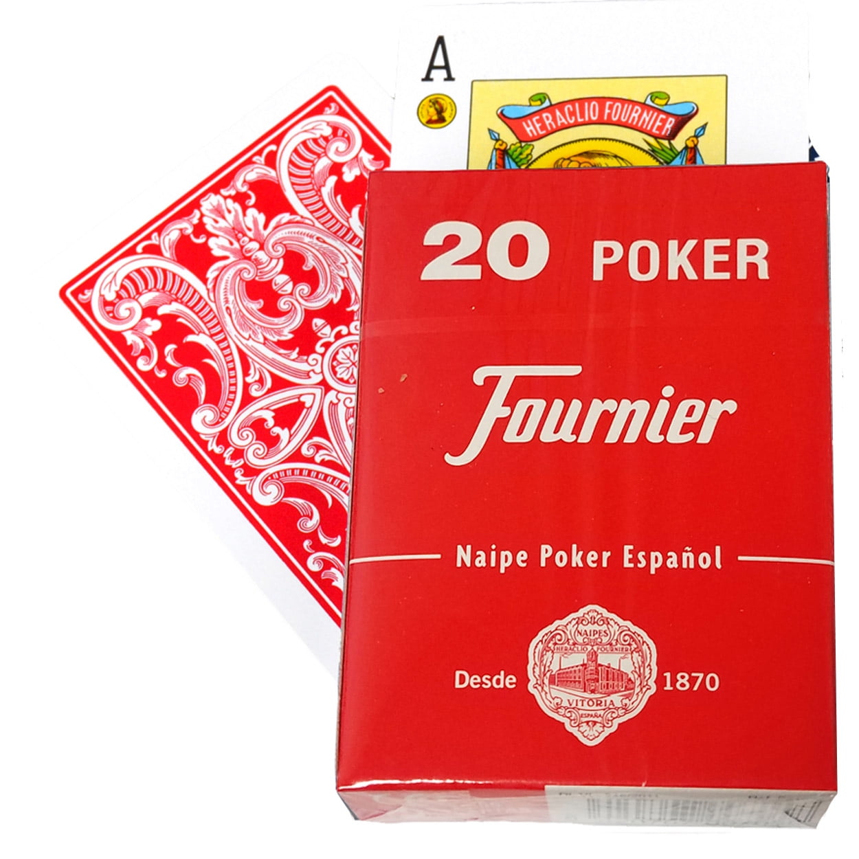 Set of 3 FOURNIER 18-00 Plastic Coated Casino Poker Playing Cards red Decks 