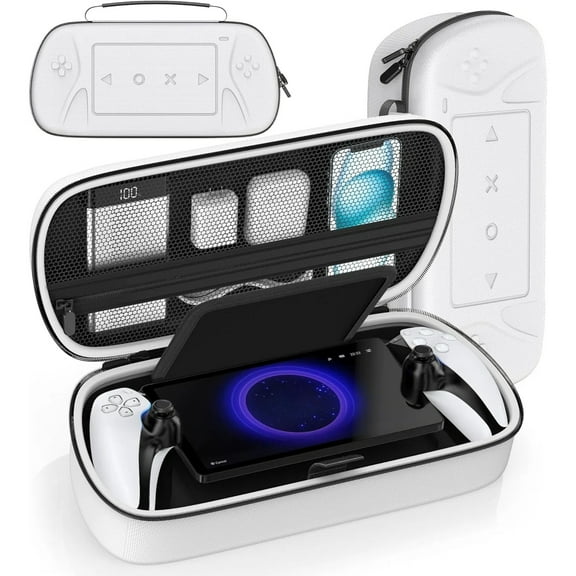 Carry Case Compatible with PlayStation Portal with Zip Pocket Hard Travel Case Bag for PS Portal-White
