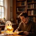 thumbnail image 6 of Cute Reading Ghost Figurine Night Light, Resin Spooky Ghost Statue Holding Book, Halloween Tabletop Ornament for Desk Shelf Mantel Home Party Decor, 6 of 6