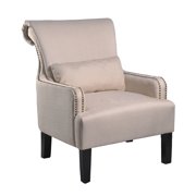 US Pride Furniture Grey/Beige Fabric/Foam/Wood Contemporary Nailhead Upholstered Club Chair