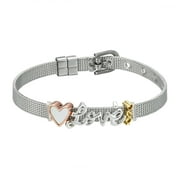 14Kt Gold Flash Plated Charms on Stainless Steel Mesh Bracelet