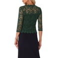 thumbnail image 3 of Floral Lace Shrugs for Women's Evening 3/4 Sleeves Formal Elegant Bolero Cardigan XL Dark Green, 3 of 6